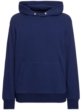 Zegna: Cotton & cashmere hoodie - Blue - men_0 | Luisa Via Roma