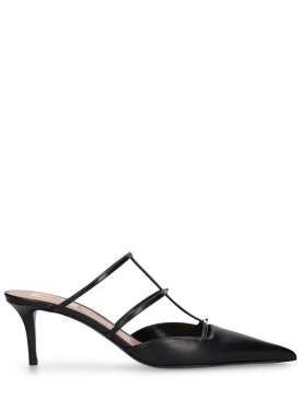Valentino Garavani: 60mm Rockstud leather heels - Black - women_0 | Luisa Via Roma