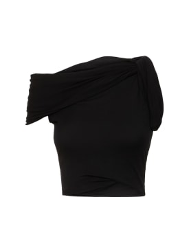 Rick Owens: Sienna扭曲肩膀短款上衣 - 黑色 - women_0 | Luisa Via Roma