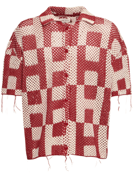 Honor the Gift: Camicia in crochet di cotone - Mattone - men_0 | Luisa Via Roma