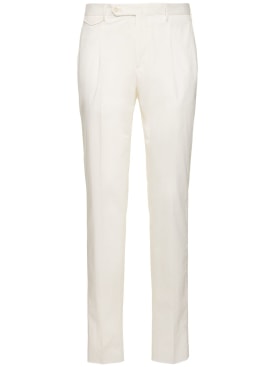 Tagliatore: Stretch cotton single pleat pants - White - men_0 | Luisa Via Roma