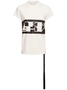 Rick Owens DRKSHDW: Logo short sleeve jersey t-shirt - White/Black - women_0 | Luisa Via Roma