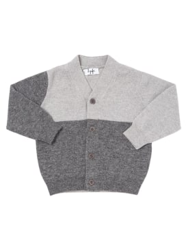 Il Gufo: Wool knit cardigan - Grey/Blue - kids-boys_0 | Luisa Via Roma