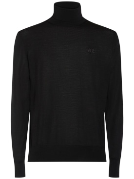Dsquared2: Suéter de lana con cuello vuelto - Negro - men_0 | Luisa Via Roma