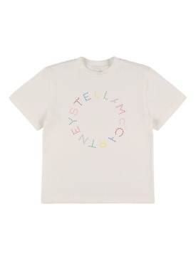 Stella Mccartney Kids: Camiseta de jersey de algodón estampada - Púrpura Claro - kids-girls_0 | Luisa Via Roma