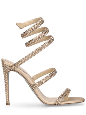 René Caovilla: 105mm Satin & crystal sandals - Beige - women_0 | Luisa Via Roma