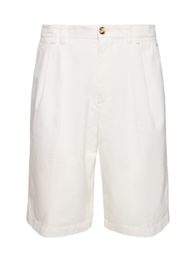 Brunello Cucinelli: Shorts de algodón teñido - Blanco - men_0 | Luisa Via Roma