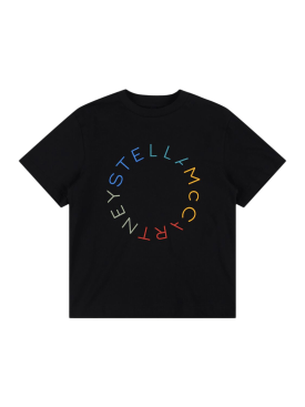 Stella McCartney Kids: Printed cotton jersey t-shirt - Black - kids-boys_0 | Luisa Via Roma