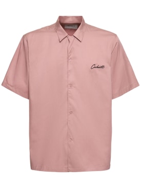 Carhartt WIP: Delray混棉短袖衬衫 - 粉色 - men_0 | Luisa Via Roma