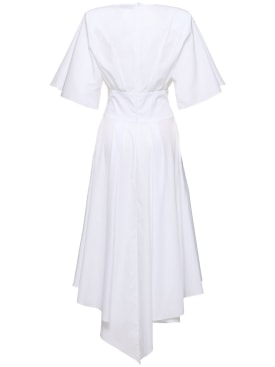 Alexandre Vauthier: Cotton poplin s/s flared midi dress - White - women_0 | Luisa Via Roma