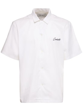 Carhartt WIP: Delray cotton blend short sleeve shirt - 화이트 - men_0 | Luisa Via Roma