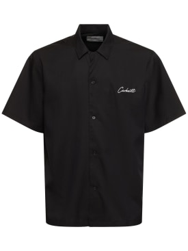 Carhartt WIP: Delray混棉短袖衬衫 - 黑色 - men_0 | Luisa Via Roma