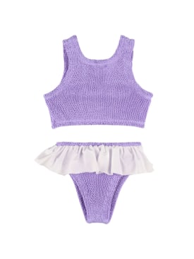 Hunza G: Seersucker bikini set w/ ruffles - Light Purple - kids-girls_0 | Luisa Via Roma