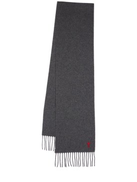 AMI Paris: Adc logo wool scarf - Dark Grey - men_0 | Luisa Via Roma