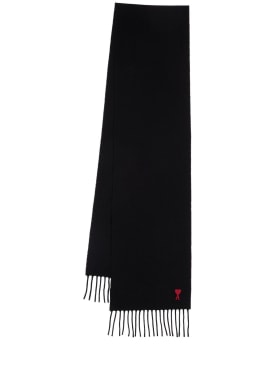 AMI Paris: Adc logo wool scarf - Black/001 - men_0 | Luisa Via Roma