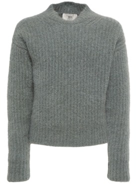 AMI Paris: Ribbed mohair blend crewneck sweater - Antic Clay - men_0 | Luisa Via Roma