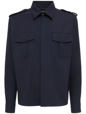 AMI Paris: Camicia military in tela di lana - Navy - men_0 | Luisa Via Roma