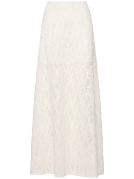 Ermanno Scervino: Embroidered lace high-rise long skirt - White - women_0 | Luisa Via Roma