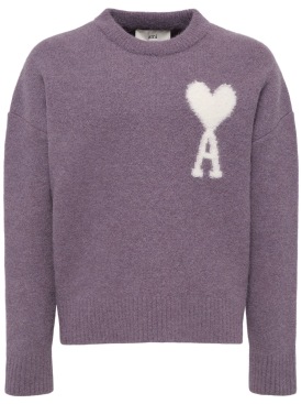 AMI Paris: Adc alpaca blend crewneck sweater - Lilac - men_0 | Luisa Via Roma