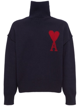 AMI Paris: Sweater aus Wolle „Adc“ - Navy/Rot - men_0 | Luisa Via Roma