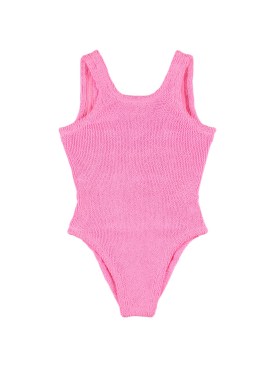 Hunza G: Seersucker one piece swimsuit w/ bow - Pink - kids-girls_0 | Luisa Via Roma