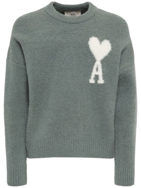 AMI Paris: Adc alpaca blend crewneck sweater - Antique Clay - men_0 | Luisa Via Roma