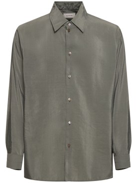 Lemaire: Twisted silk blend shirt - Grey - men_0 | Luisa Via Roma