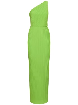 Solace London: Adira pleated chiffon long dress - Green - women_0 | Luisa Via Roma