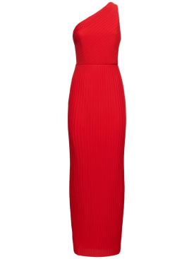 Solace London: Vestido largo plisado de chifón - Rojo - women_0 | Luisa Via Roma