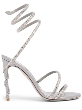 René Caovilla: 105mm Margot satin & crystal sandals - Silver - women_0 | Luisa Via Roma