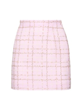 Alessandra Rich: Sequined checked tweed mini skirt - Multi Lightpink - women_0 | Luisa Via Roma