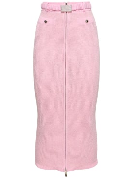 Alessandra Rich: Minifalda de punto de algodón con lentejuelas - Rosa - women_0 | Luisa Via Roma