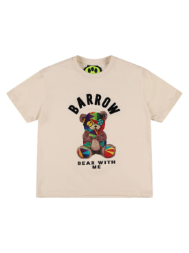 Barrow: 印花棉质平纹针织T恤 - 米黄色 - kids-boys_0 | Luisa Via Roma