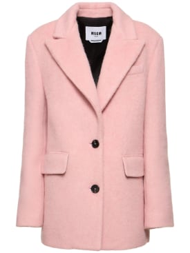 MSGM: Single breast wool blend short coat - Pink - women_0 | Luisa Via Roma