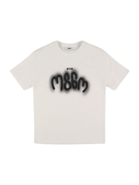 MSGM: Printed cotton jersey t-shirt - Black - kids-boys_0 | Luisa Via Roma