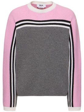 MSGM: Striped intarsia knit sweater - Anthracite - men_0 | Luisa Via Roma