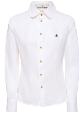 Vivienne Westwood: Logo Toulouse棉质府绸衬衫 - 白色 - women_0 | Luisa Via Roma