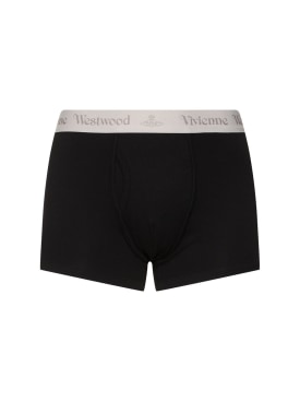 Vivienne Westwood: Pack of 2 stretch cotton boxer briefs - Black - men_0 | Luisa Via Roma