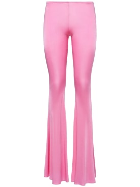 Giuseppe Di Morabito: Shiny viscose jersey flared pants - Pink - women_0 | Luisa Via Roma
