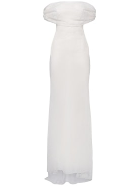 Giuseppe Di Morabito: Lace off-shoulder long dress - White - women_0 | Luisa Via Roma