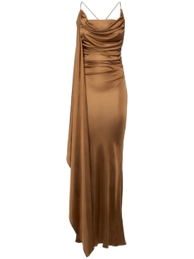 Giuseppe Di Morabito: Crisscross draped viscose maxi dress - Brown - women_0 | Luisa Via Roma