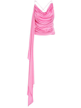 Giuseppe Di Morabito: 垂褶粘胶纤维平纹针织上衣 - 粉色 - women_0 | Luisa Via Roma