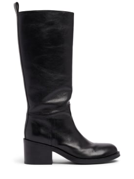 Bally: 55mm Peggy leather tall boots - Black - women_0 | Luisa Via Roma
