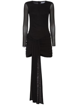 Giuseppe Di Morabito: Draped stretch silk mini dress - Black - women_0 | Luisa Via Roma
