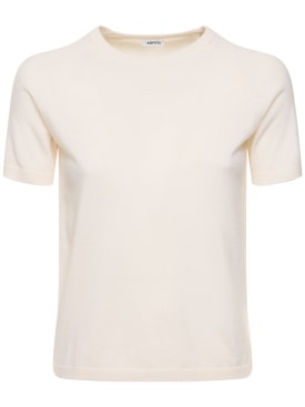 ASPESI: Camiseta de punto de lana - Blanco - women_0 | Luisa Via Roma