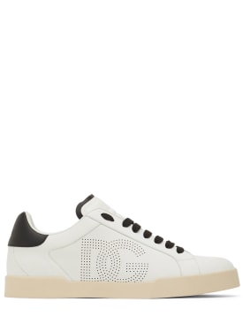 Dolce&Gabbana: Portofino low top sneakers - White/Black - men_0 | Luisa Via Roma