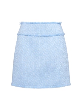 Dolce&Gabbana: A-line tweed mini skirt - Light Blue - women_0 | Luisa Via Roma