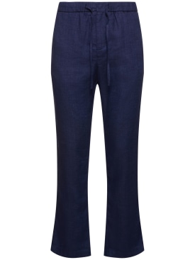 Frescobol Carioca: Pantalones chino de lino y algodón - Azul Marino - men_0 | Luisa Via Roma