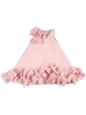 Nikolia: Neoprene dress w/ flower appliqués - Pink - kids-girls_0 | Luisa Via Roma