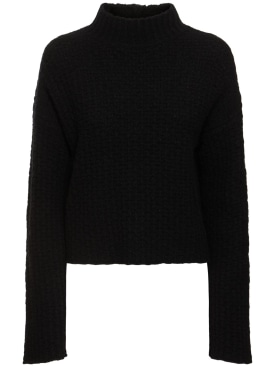 Loulou Studio: Kris alpaca blend turtleneck sweater - Black - women_0 | Luisa Via Roma